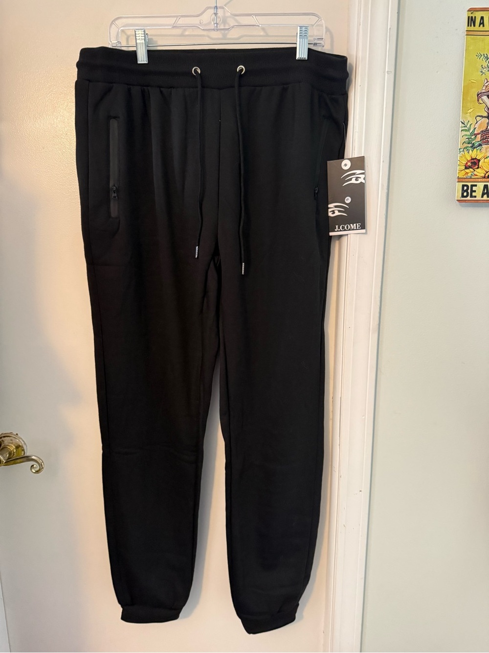 Men's J. Come Black Jogger Pants with Drawstring Waist